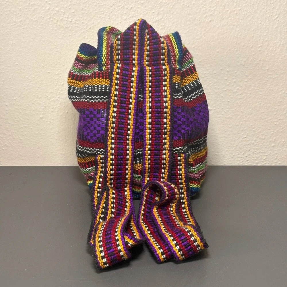 Pinzon Mini Backpack Unisex Small Multicolor Excellent Woven Boho Rucksack